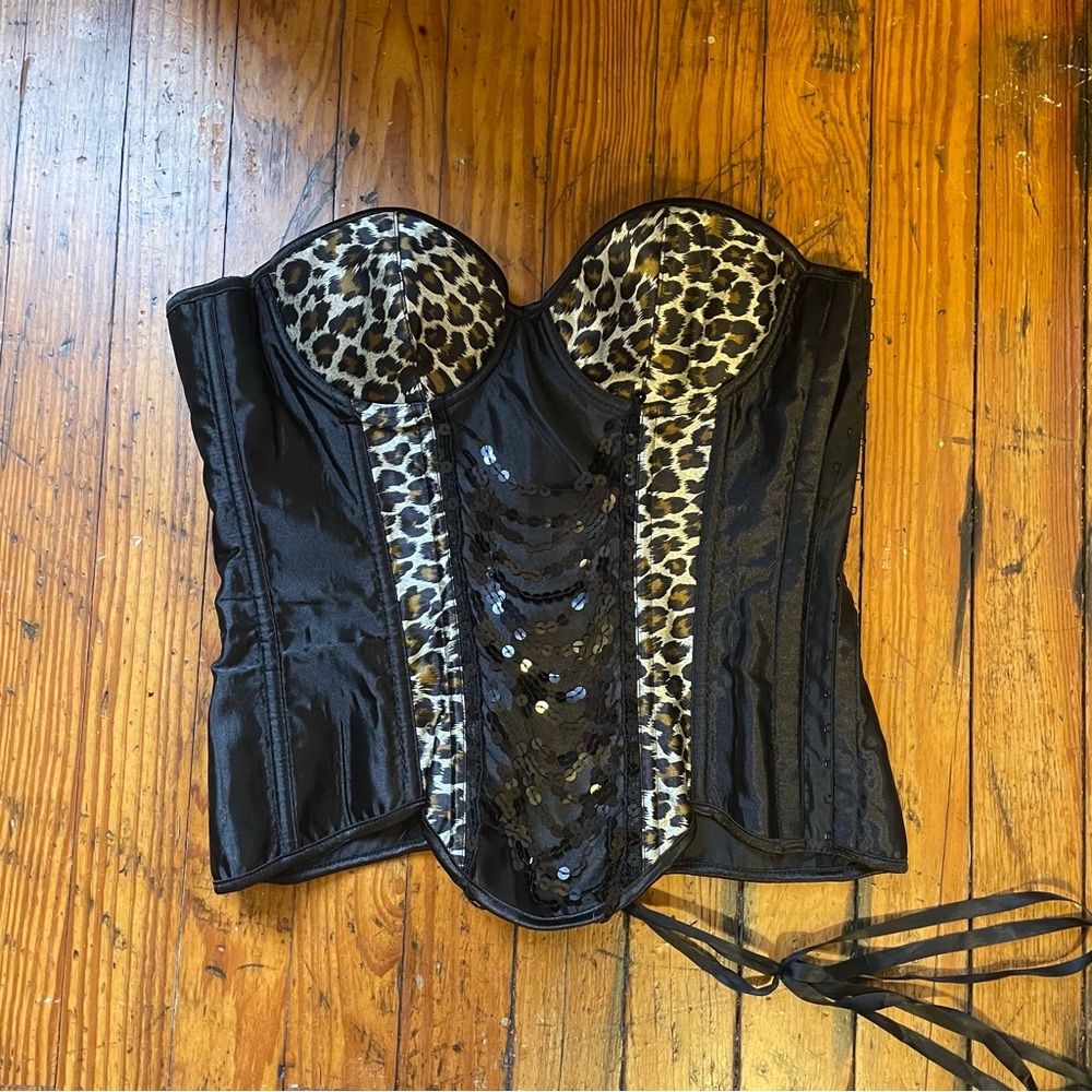 Leopard Print Sequin Corset
